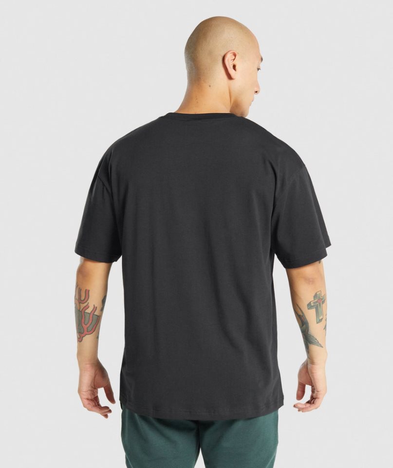 Men's Gymshark Essential Oversized T-Shirts Black | NZ 3GQKYH